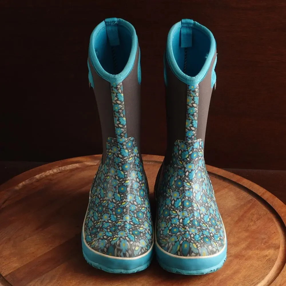 Bogs Boots Girls Size 5 Blue Sweet Pea Classic Owl Waterproof Chore Outdoor Read